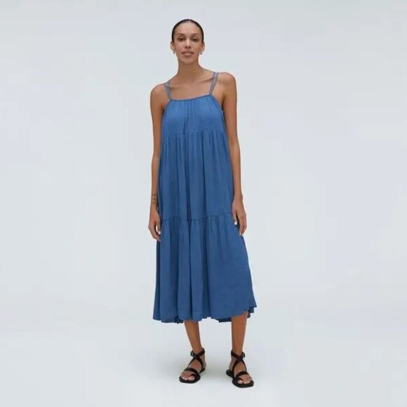 Everlane Dresses & Skirts - Everlane Naia Ripple Tiered Maxi Dress in Deep Blue Size Small